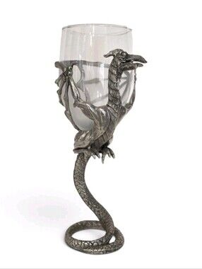 Royal Selangor LOTR Lord Of The Rings Winged Beast Pewter Wine Goblet Glass